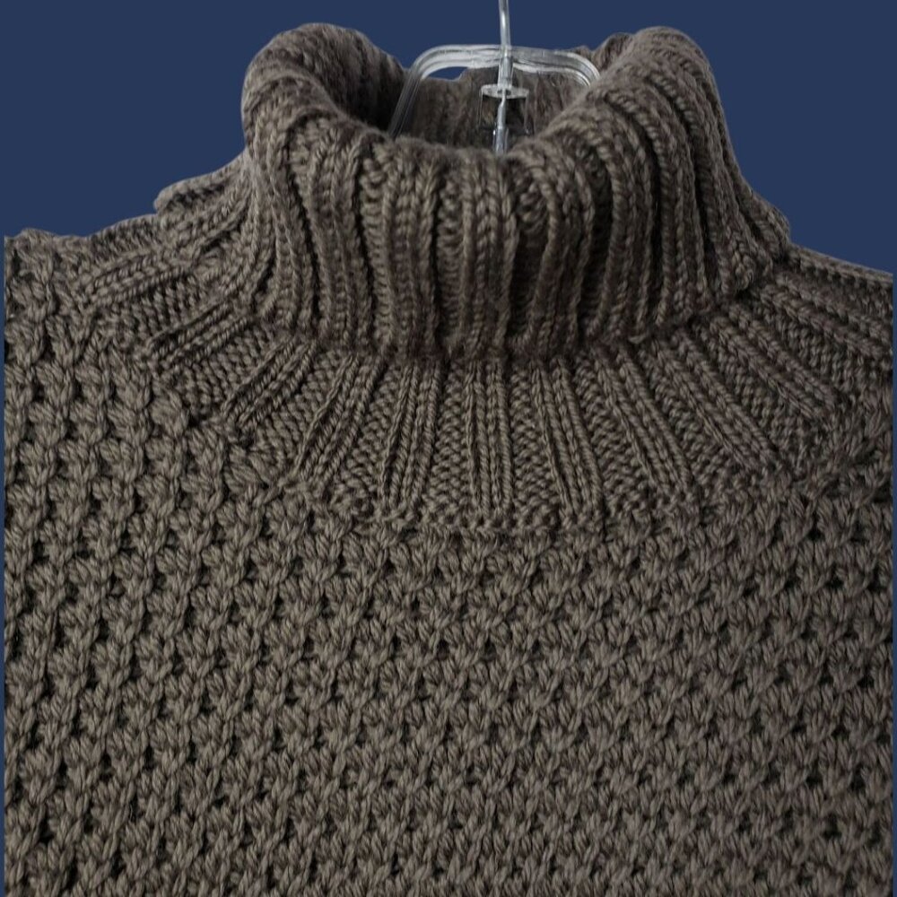 Gucci Chunky Knit Turtleneck Sweater Made In Italy Virgin Wool Brown Xlarge - Picture 12 of 12